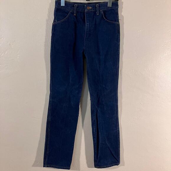 Vintage 80s Rustler Yellow Tab Dark Wash Denim Western Cowboy Jeans - Picture 1 of 7